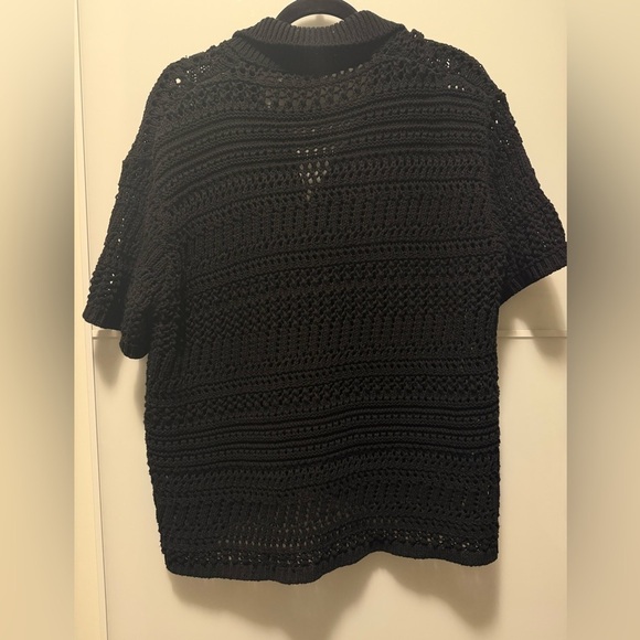 Zara Oversized Black Knit Button-Up Sweater - Picture 5 of 6